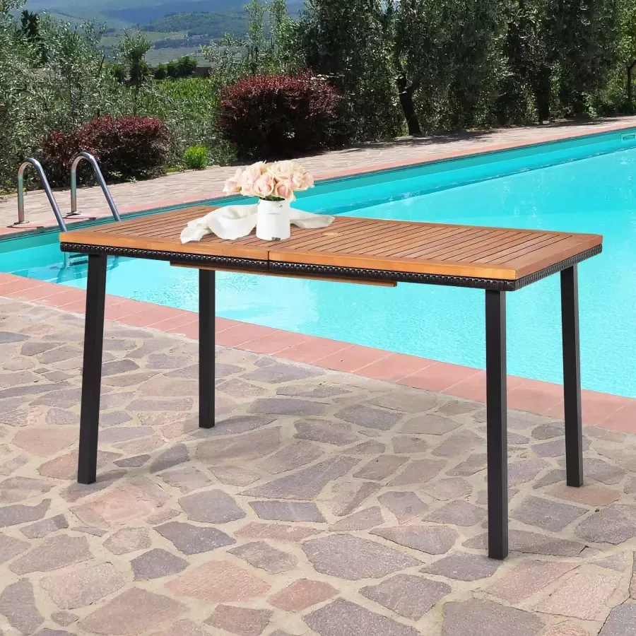 Coast Tuintafel Eettafel met Parasolgat 140 x 75 x 76 cm Acaciahout