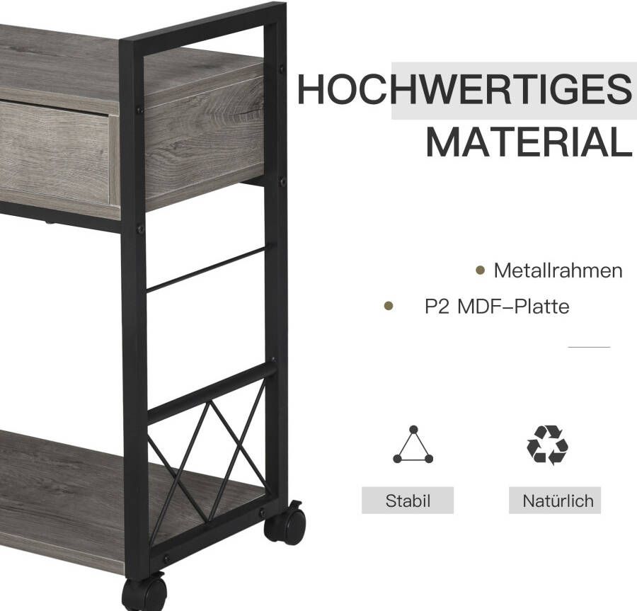 Homcom Bijzettafel serveerwagen met lade opbergruimte keukenwagen dressoir 833-762-1 - Foto 2