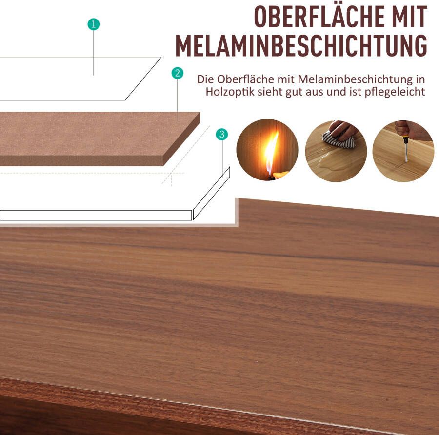 Homcom HOMdotCOM Bureau computertafel zwart metaal donker hout 84 x 45 x 85 cm - Foto 1