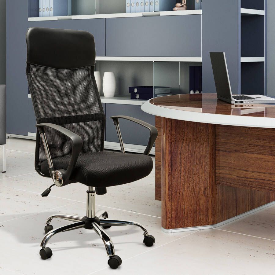 Homcom Ergonomische kantoorstoel gamestoel draaistoel gaming stoel schuimstof netstof zwart A2-0093 - Foto 3