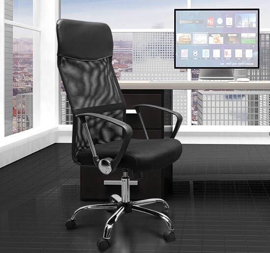 Homcom Ergonomische kantoorstoel gamestoel draaistoel gaming stoel schuimstof netstof zwart A2-0093 - Foto 2