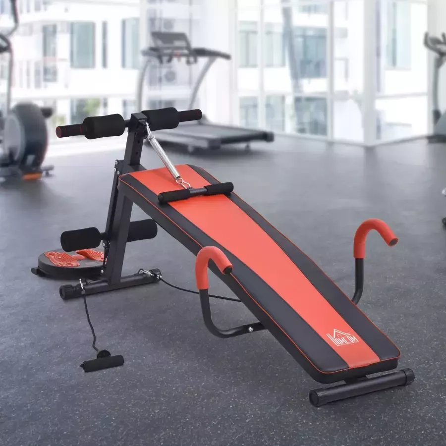 HOMdotCOM Fitness Bank | Verstelbaar | Rood + Zwart