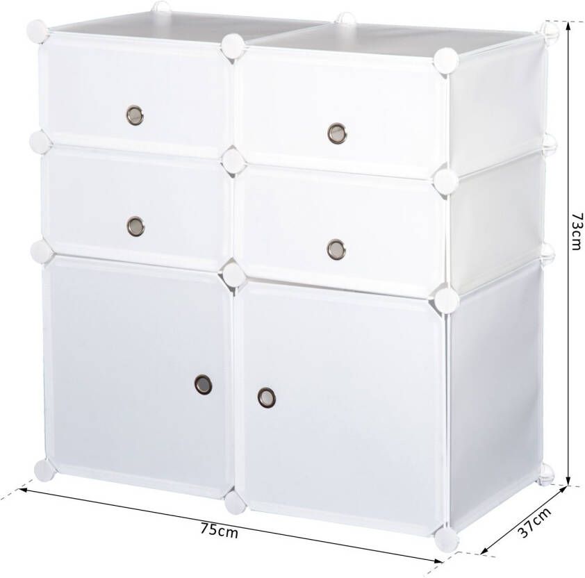 Homcom Rek met opbergboxen kast kledingkast wit grijs 831-178 - Foto 4