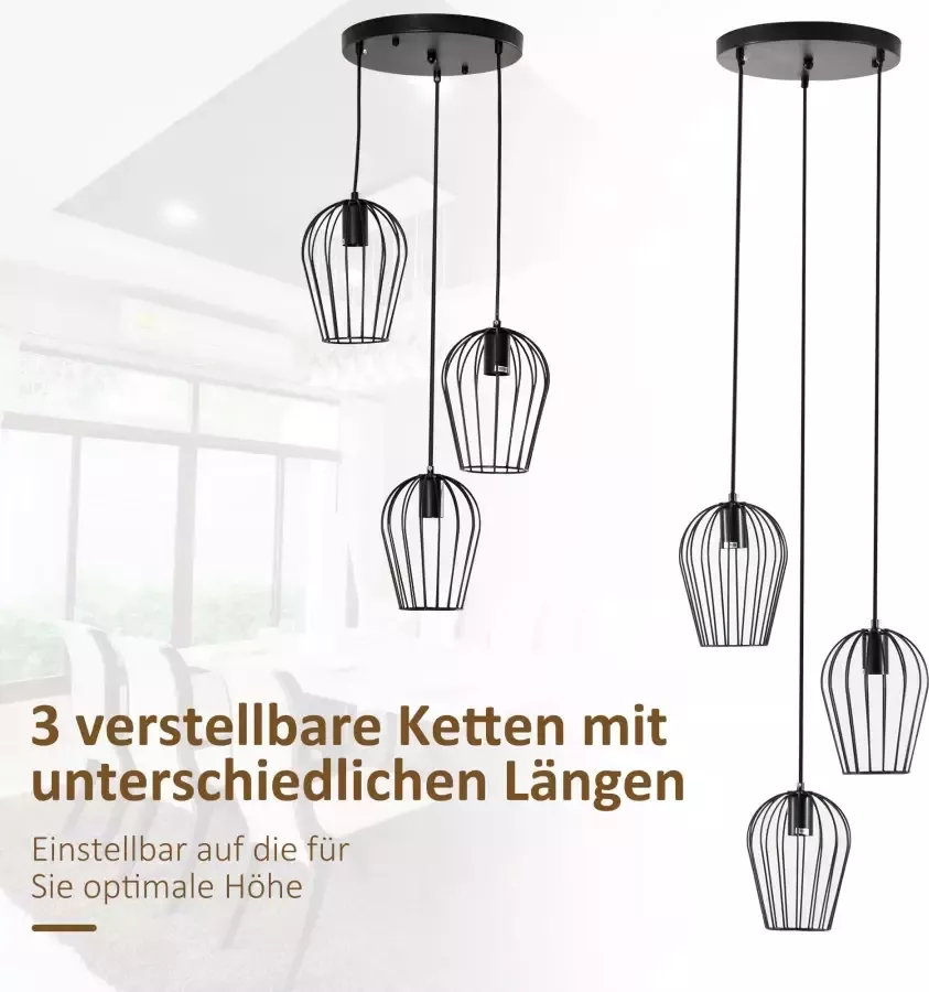 HOMdotCOM Hanglamp moderne geometrische hanglampen kroonluchter zwart - Foto 2