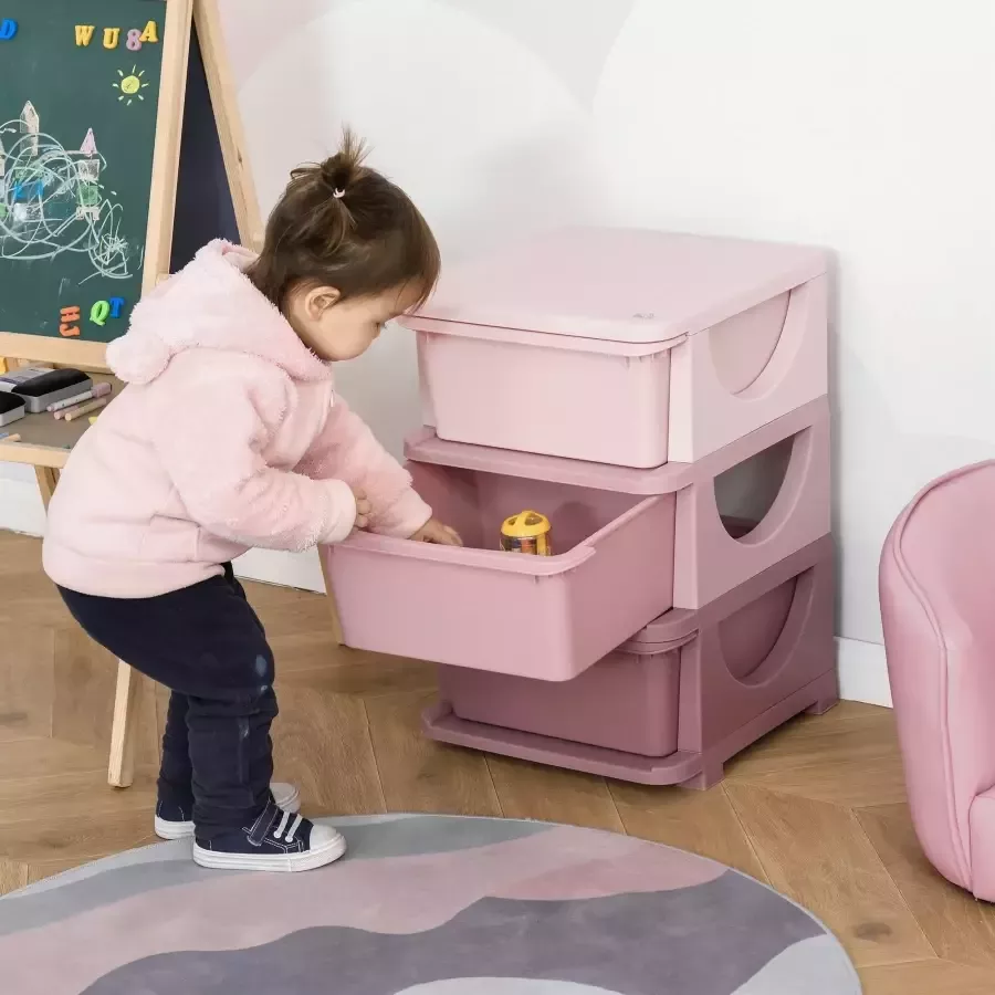 HOMdotCOM Kinderbank met opbergruimte kistbank speelgoedkist met drie lades - Foto 1