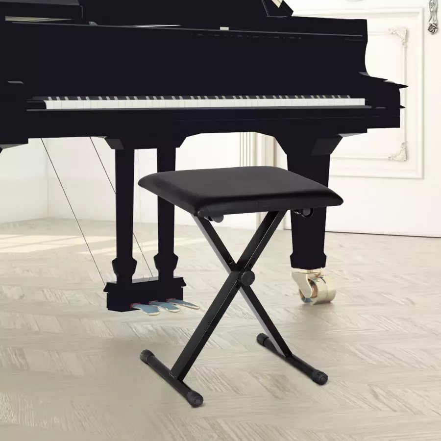 HOMdotCOM Pianokruk pianobank inklapbaar in hoogte instelbaar kruk zwart - Foto 2
