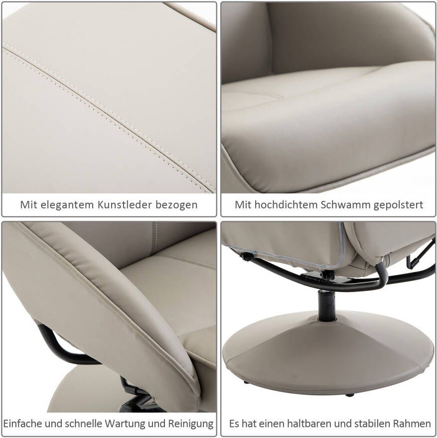 Homcom Relaxstoel stoel tv-stoel met voetensteun stoel met armsteun 360° draaibaar gijs 833-360 - Foto 5