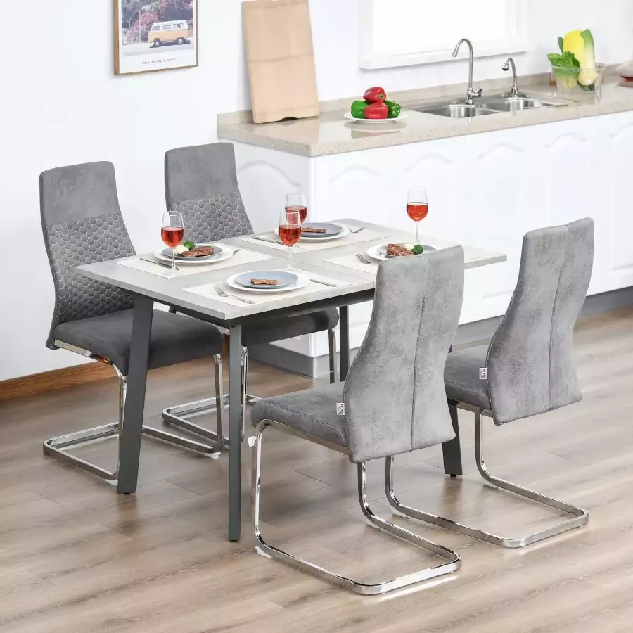 HOMdotCOM Set van 4 eetkamerstoelen 45 cm x 61 cm x 98 cm