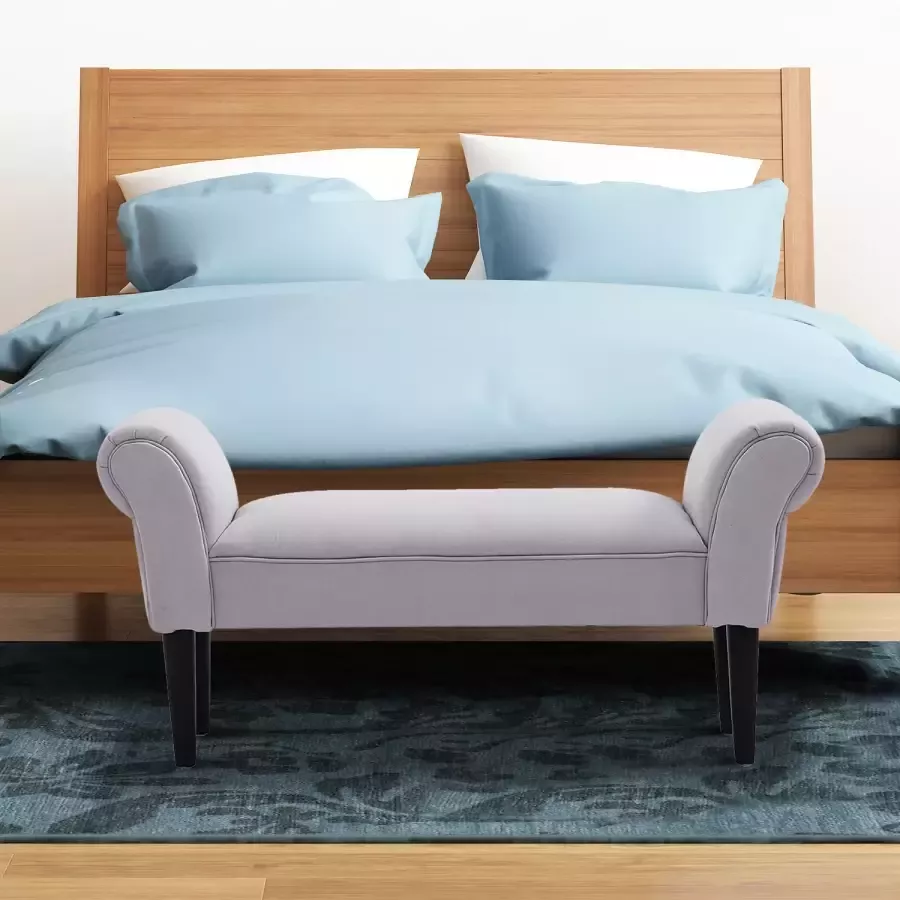 Homcom Zitbank voor slaapkamer bedbank gestoffeerde bank MDF schuimstof 831-135