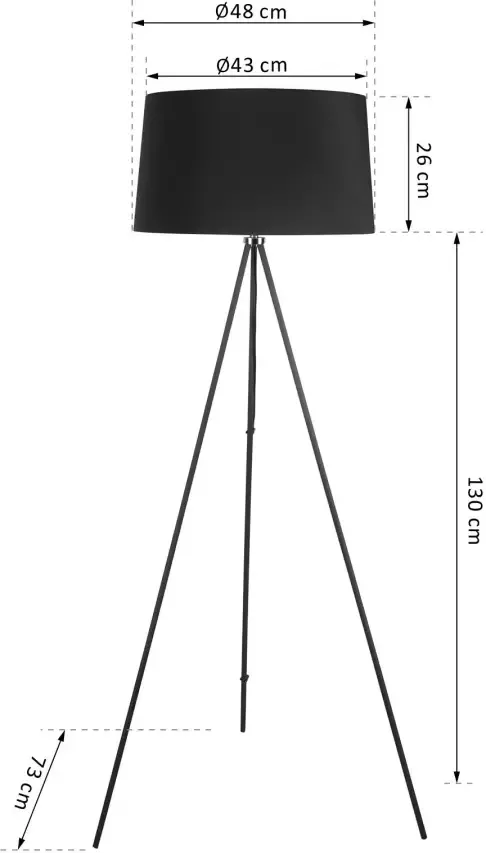 HOMdotCOM Vloerlamp tripod Scandinavisch zwart 48 x 156 cm - Foto 3