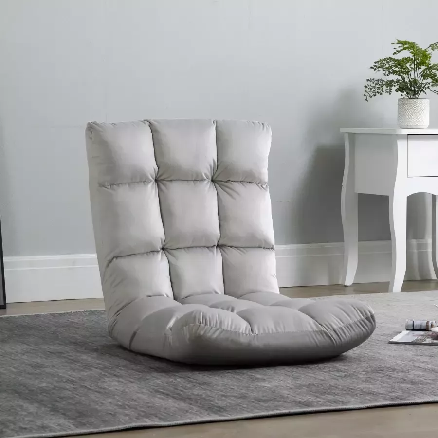 HOMdotCOM Vloerstoel 3-in-1Verstelbaar Grijs Metaal schuim 55 x 71 x 53 5 cm