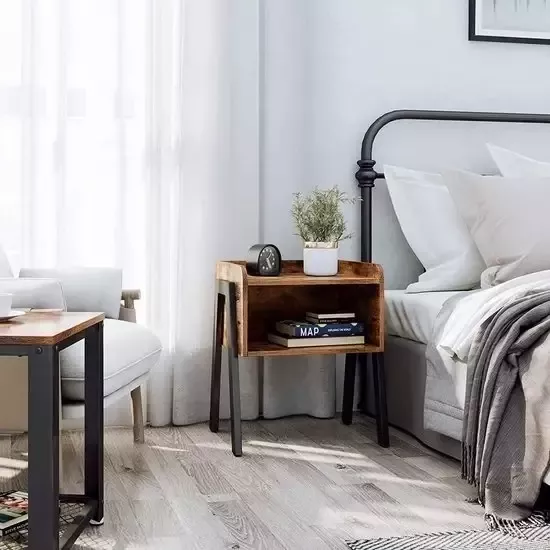 Hoout Bijzettafel nachtkastje met open vak- 52x46x35cm