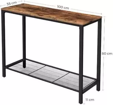 Hoout Console Bijzettafel Bruin Zwart 100 X 35 X 80 Cm - Foto 3