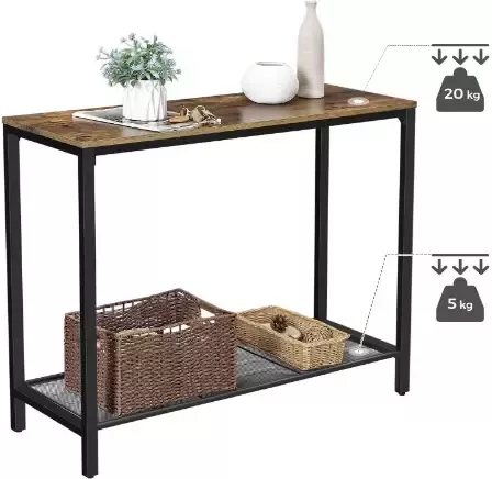 Hoout Console Bijzettafel Bruin Zwart 100 X 35 X 80 Cm