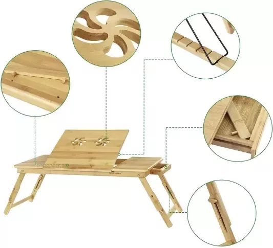 Hoout Laptop tafel 72x(21-29)x35 cm