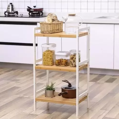 Hoout Opslagkast Opbergkast Keuken Badkamer Bamboo 45 x 31.5 x 80 cm