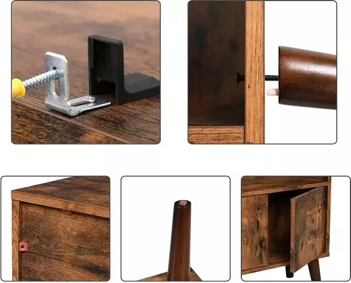 Hoout Retro Boekenkast Met 2 Planken En Opbergruimte 60 X 30 X 120 Cm Donker Bruin