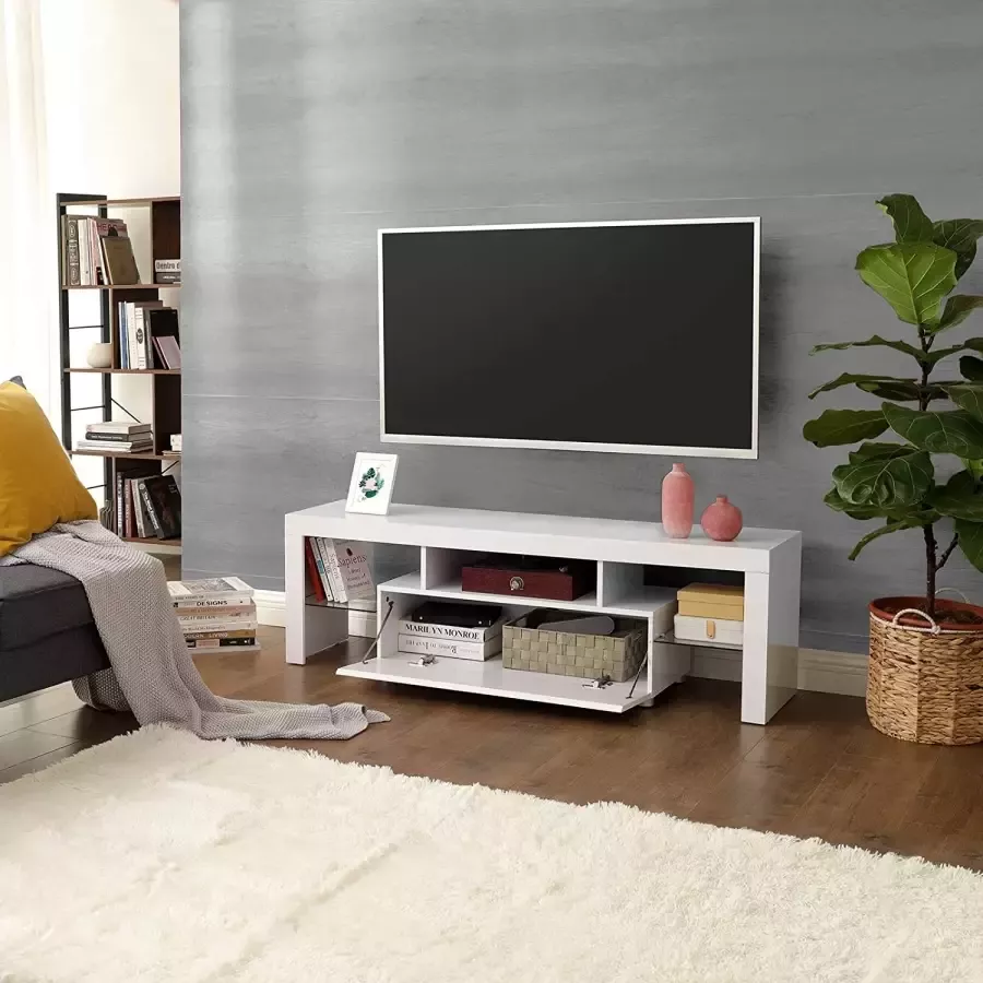 Hoout TV-meubel TV-kast met opbergruimte en LED-verlichting 140 x 35 x 45 cm