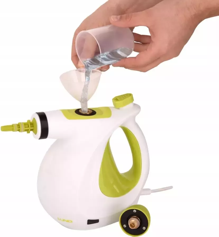 LUND Professional Hand Stoomreiniger MET 7 Opzetstukken Steam Cleaner Kinderslot 17-Delige Set 900W-1050W Groen Wit