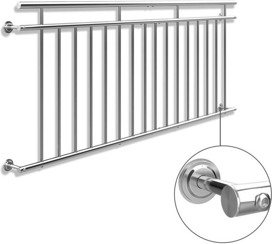 Monzana Balkonleuning RVS 90x225 cm - Foto 2