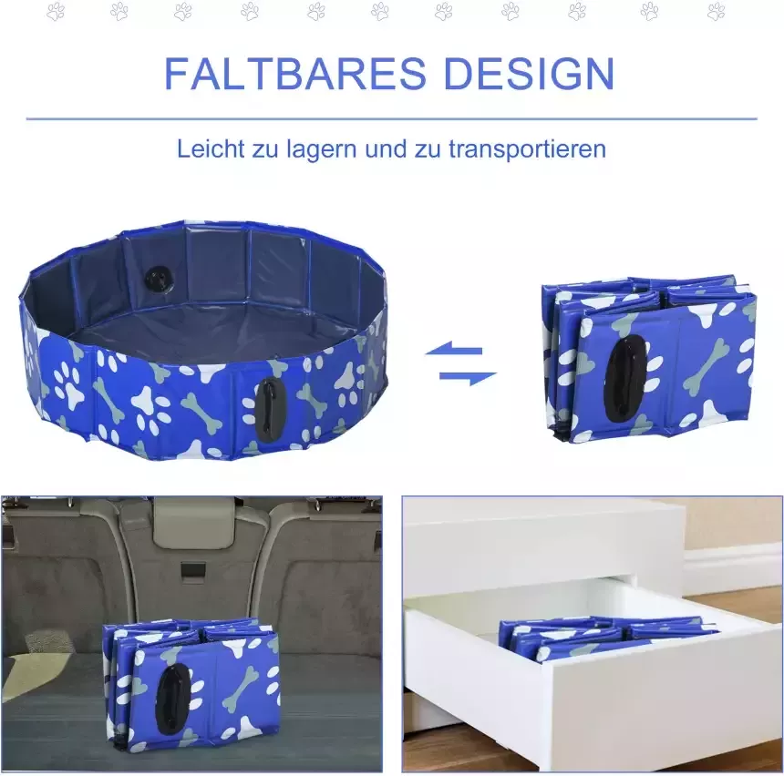 Paws Hondenbad hondenzwembad hondenbad waterbak opvouwbaar Ø120 x 30 h cm