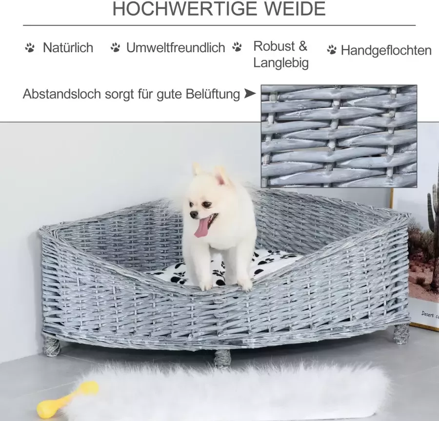 Paws Hondenbed hondenbank kattenbank zachte hoes kat bank wilg pluche