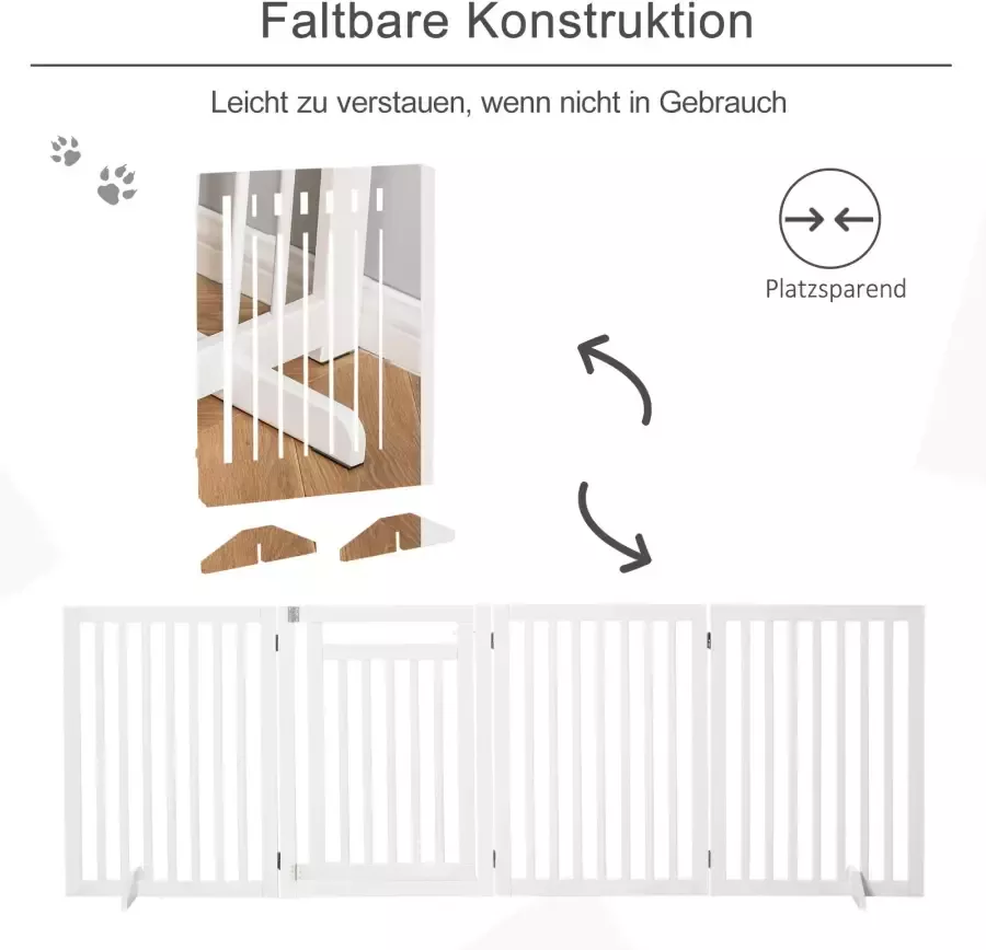 Paws Hondenhek voor dieren inklapbaar hek steunpoten 81 cm wit