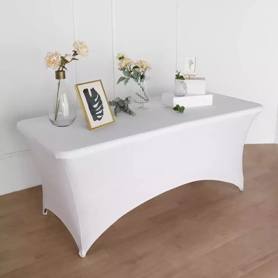 Perel Hoes voor rechthoekige tafel Stretch 75 x 180 x 74 cm Wit - Foto 3