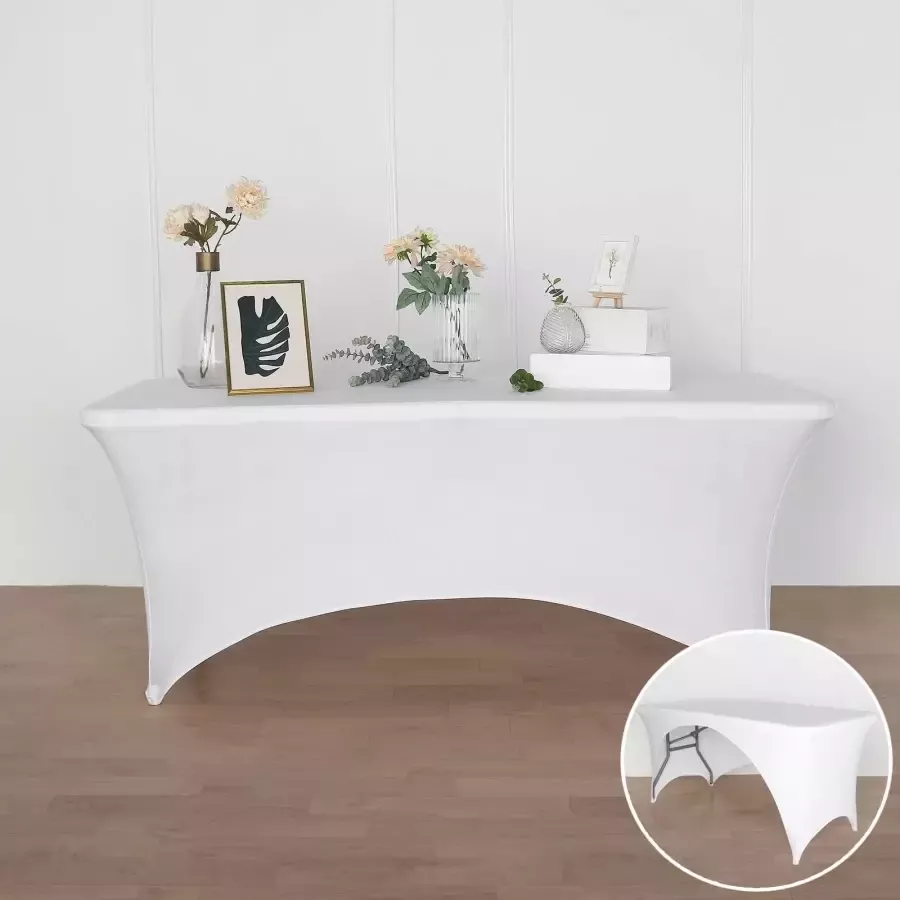 Perel Hoes voor rechthoekige tafel Stretch 75 x 180 x 74 cm Wit - Foto 2