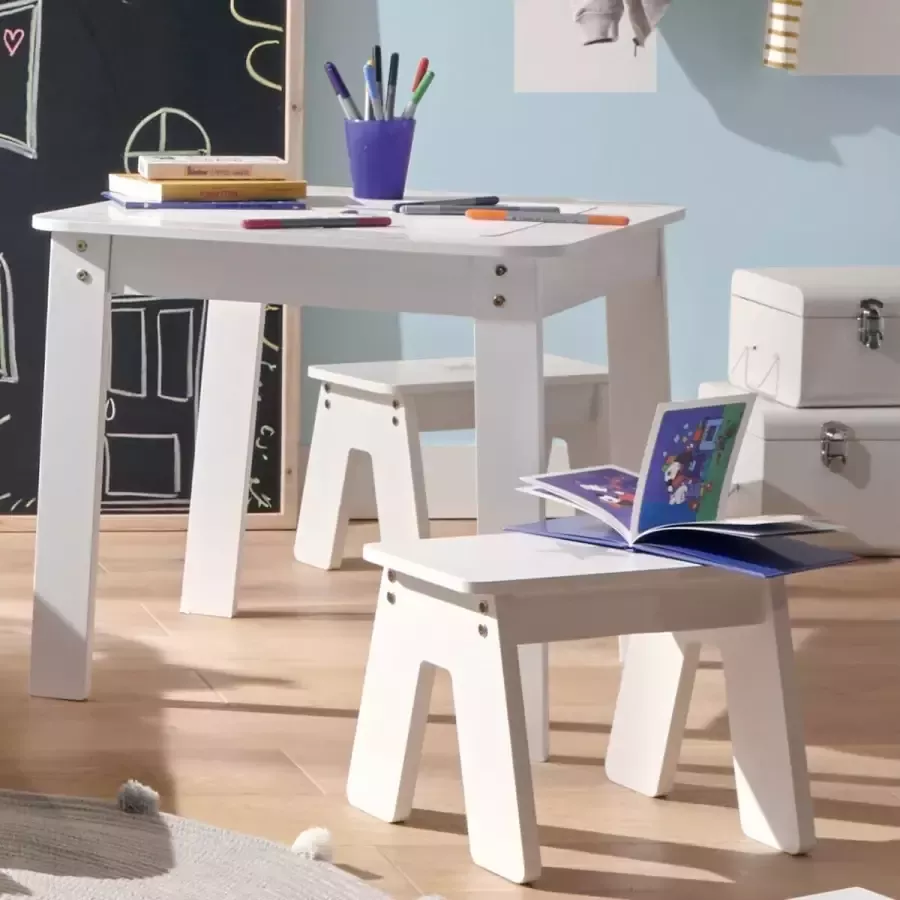 Sphera Kindertafel met 2 krukjes Wit 57x57x51 cm - Foto 1