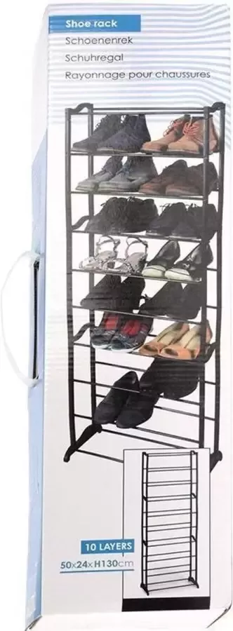 Storage solutions Schoenenrek 10 laags Zwart Metaal