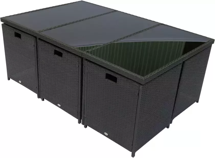 Sunny Loungeset poly rattan aluminium zwart 27-delig incl. kussen