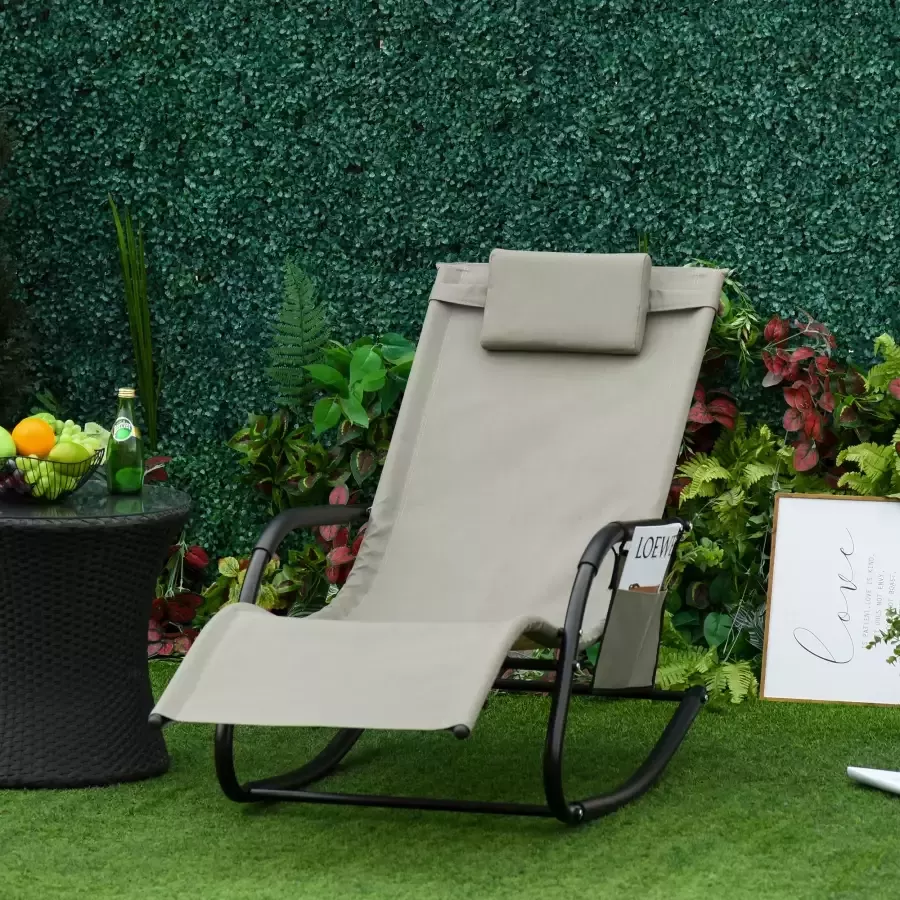 Sunny Schommelstoel swingstoel tuinstoel schommelende ligstoel metaal mesh lichtgrijs