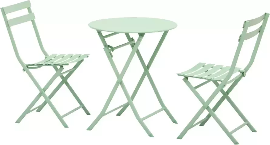 Sunny Tuinset metalen meubelset 3-delig. Bistrotafel met 2 stoelen groen - Foto 3