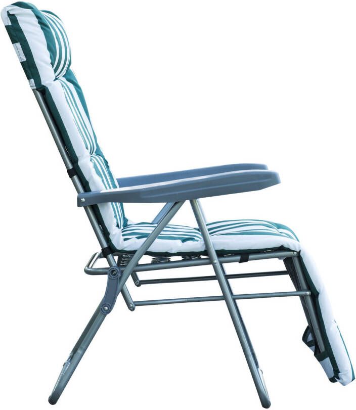 Sunny Tuinsstoel ligstoel x 2 opvouwbaar met 5 standen groen wit - Foto 1
