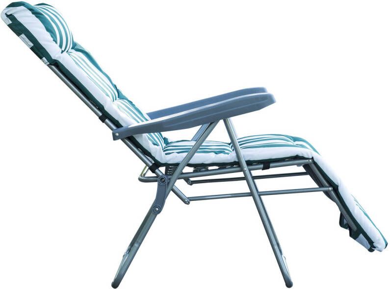 Sunny Tuinsstoel ligstoel x 2 opvouwbaar met 5 standen groen wit - Foto 3