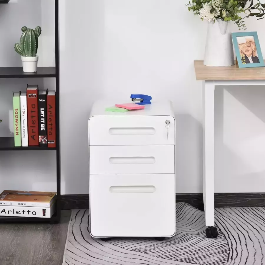 Vinscetto Vinsetto Rolcontainer archiefkast met 3 laden kantoorcontainer staal 924-007 - Foto 3