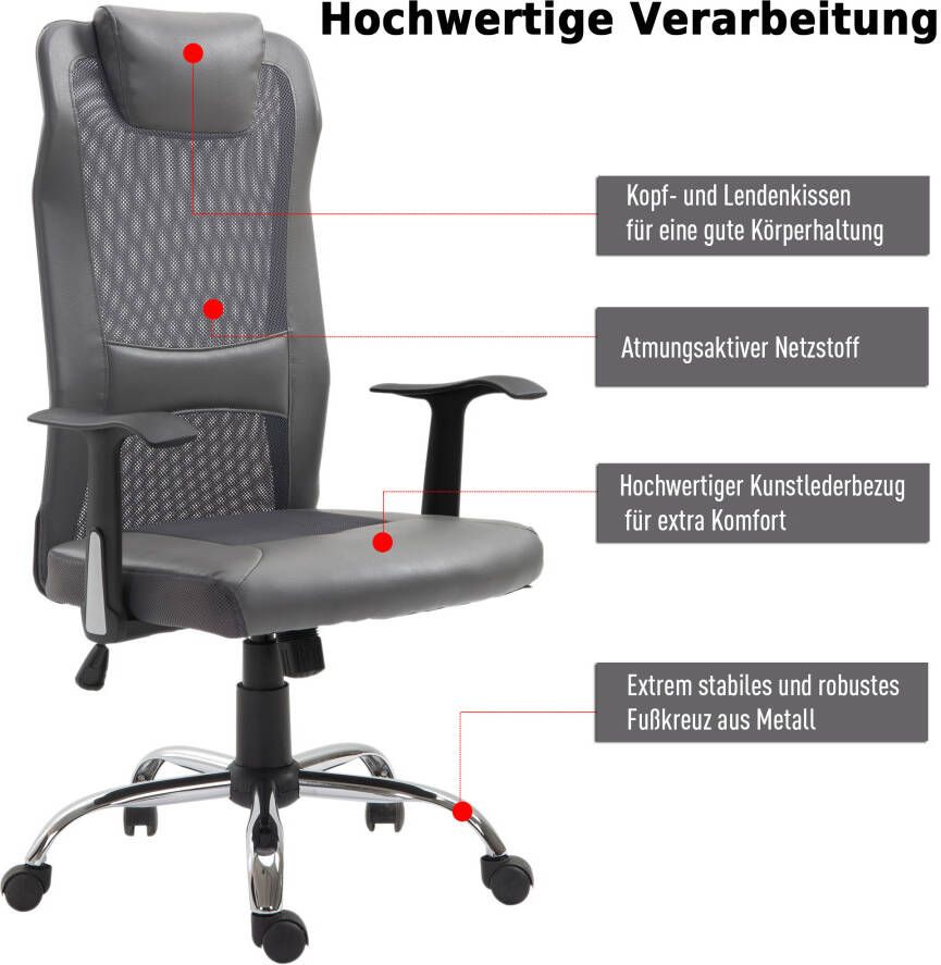 Vinscetto Vinsetto Kantoorstoel draaistoel in hoogte verstelbaar directiestoel ergonomisch bureaustoel 921-141 - Foto 4