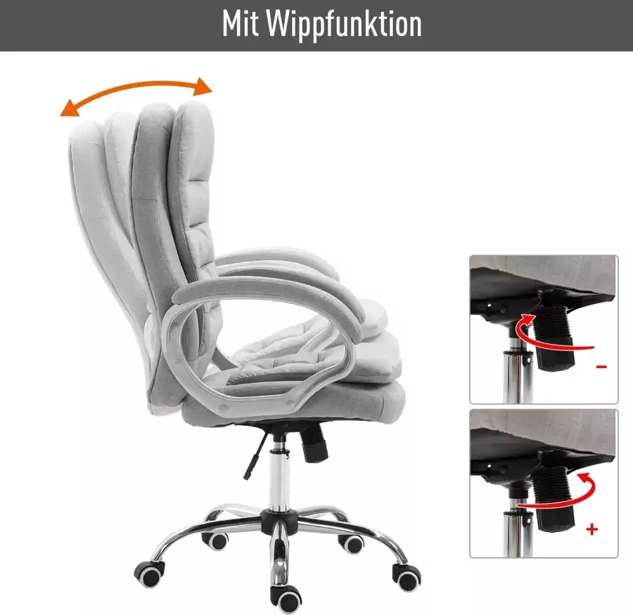 Vinscetto Vinsetto Kantoorstoel kantelfunctie ergonomisch 360° draaistoel in hoogte verstelbaar 2 kleuren 921-170 - Foto 3