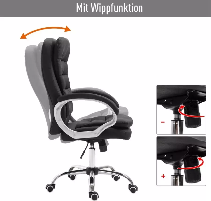 Vinscetto Vinsetto Kantoorstoel kantelfunctie ergonomisch 360° draaistoel in hoogte verstelbaar 2 kleuren 921-170 - Foto 5