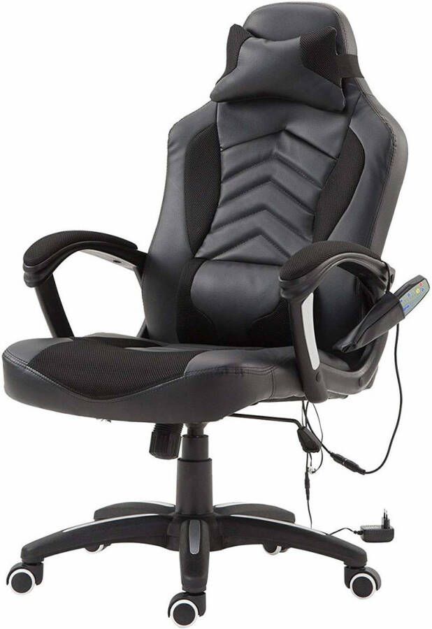 HOMdotCOM Bureaustoel ergonomisch gamingstoel met massagefunctie zwart - Foto 4