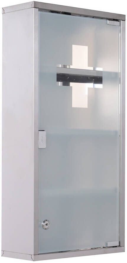 HOMdotCOM Medicijnkastje EHBO met slot RVS 30 x 12 x 60 cm