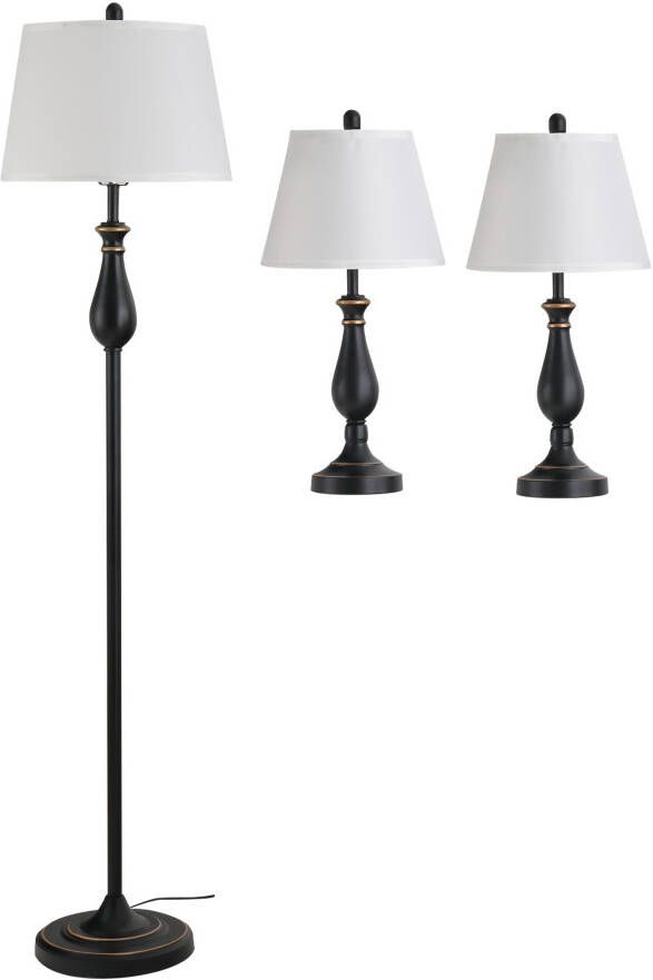 HOMdotCOM Set van 1 vloerlamp (ø30 x 62 cm) + 2 tafellampen (ø38 x 158 cm) - Foto 2