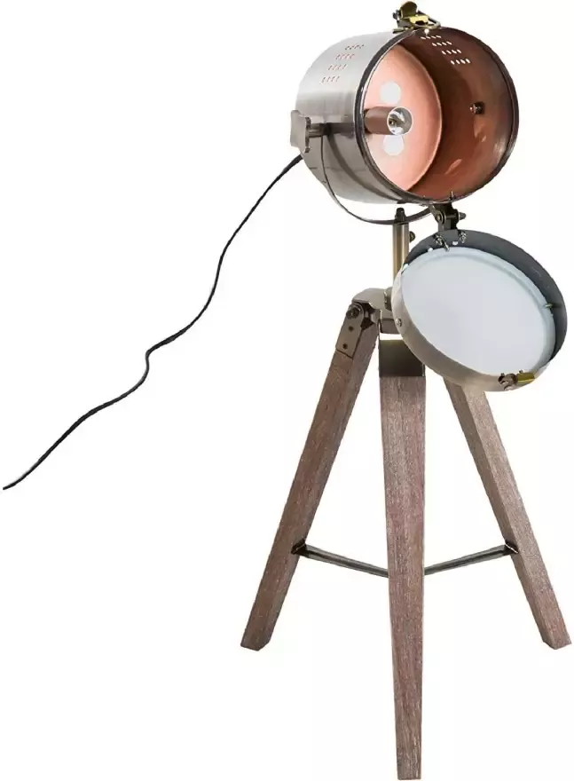 HOMdotCOM Tafellamp met 3 poten retro hout brons E14 33 x 33 x 65cm - Foto 3