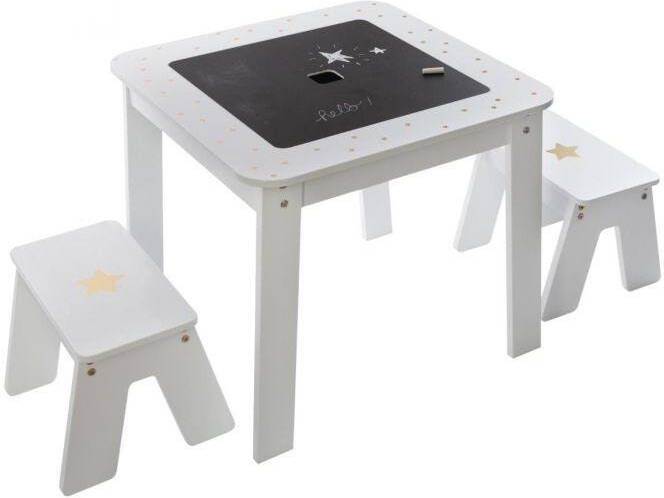 Sphera Kindertafel met 2 krukjes Wit 57x57x51 cm - Foto 4