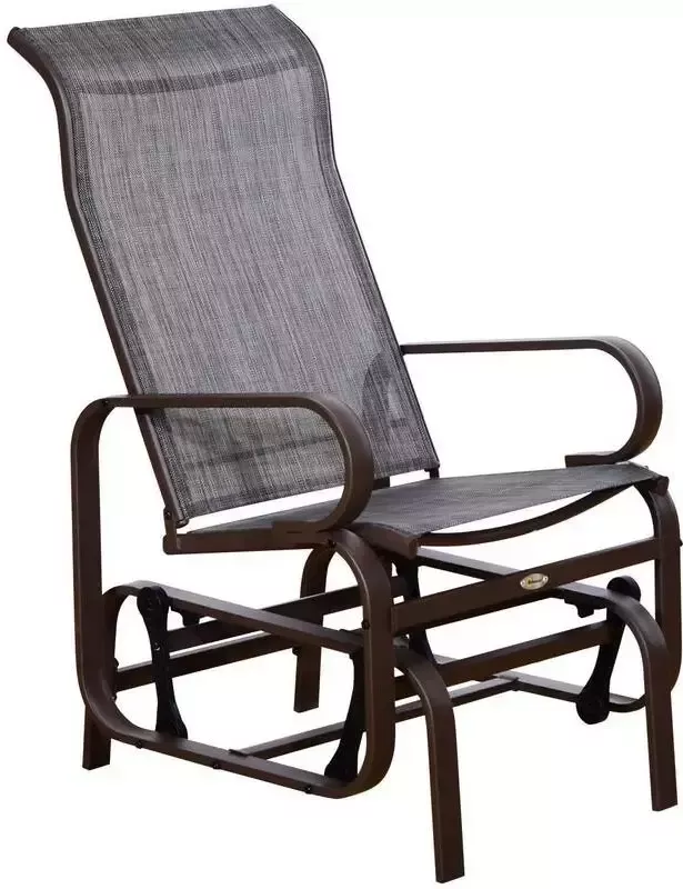 Sunny Metalen schommelstoel relaxstoel tuinstoel tuin schommel stoel bruin - Foto 1