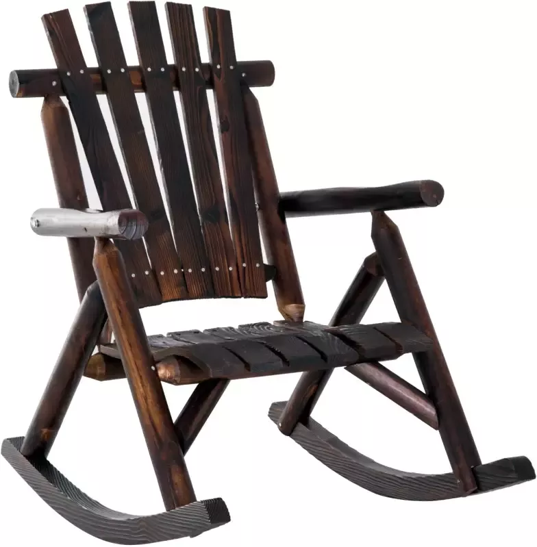 Sunny Schommelstoel Relax-stoel Armleuning Populierhout donkerbruin - Foto 4