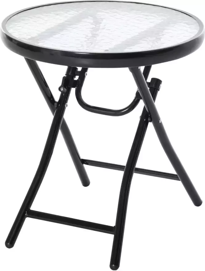 Outsunny Tuintafel bistrotafel met glazen blad rond metaal Ø 45 cm zwart 84B-590 - Foto 4