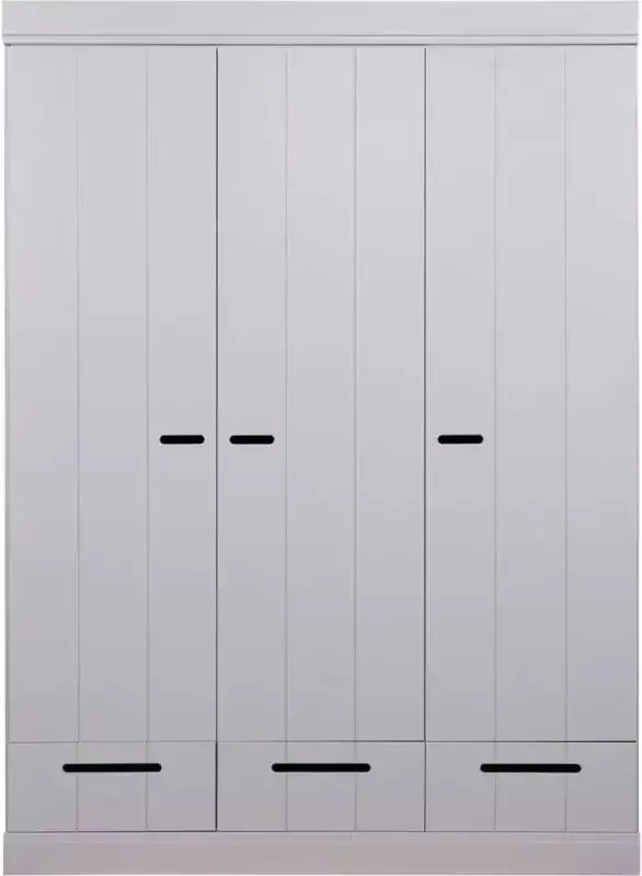 WOOOD Connect Kast 3-Deurs met Lade Grenen Betongrijs 195x140x53 - Foto 4