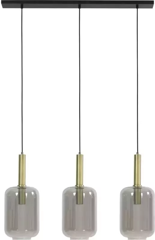 Light & Living Light&living Hanglamp 3L 100x22x32 cm LEKAR antiek brons+smoke glas
